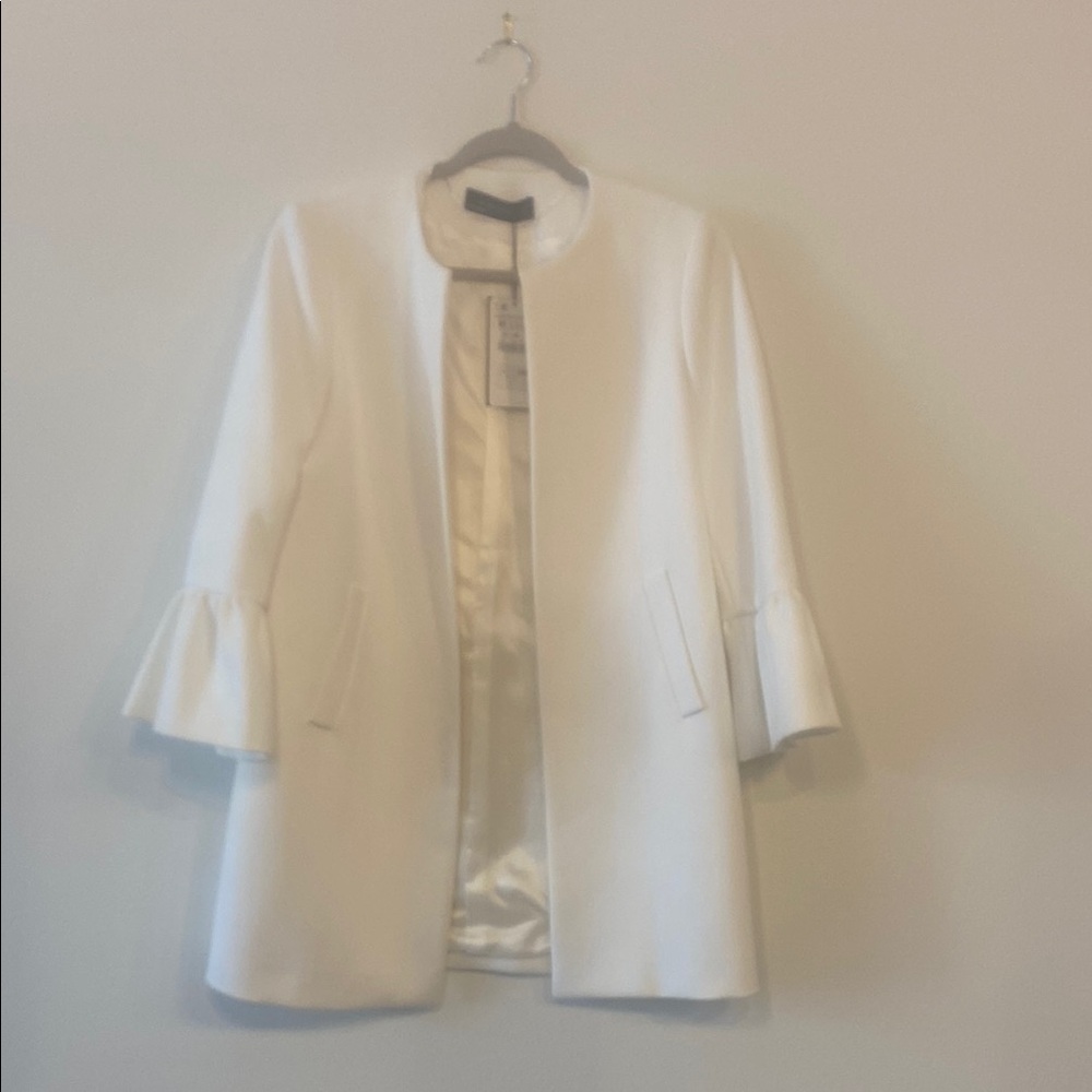 Zara White Cape Jacket Modern Minimalist Style